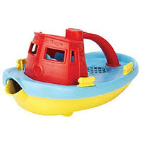 Green Toy Tug Boat Red